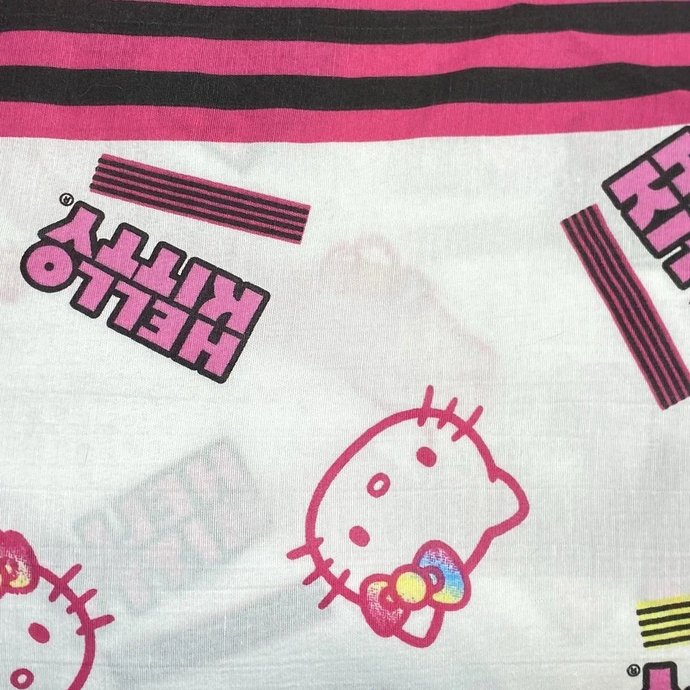 Hello Kitty Sanrio Full Sheets Flat Fitted Set‎ Striped Y2K Bedding Kawaii Cute
